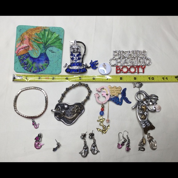 Mermaid Jewelry Set - Pins Bracelets Earrings - Picture 9 of 11
